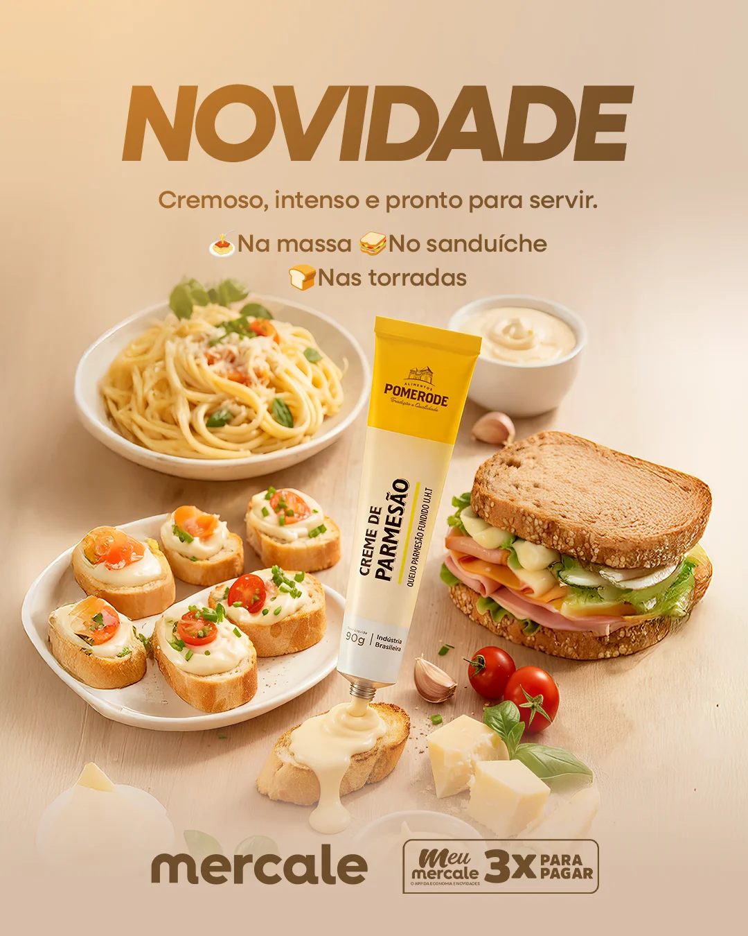 Para quem não abre mão de intensidade e textura: chegou o Creme de Parmesão da Pomerode no Mercale! 🧀✨